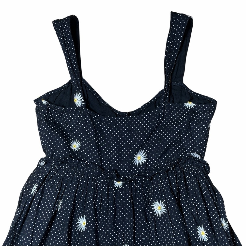 Free People Black Polka Dot Midi Dress with White Floral Accents - Picture 7 of 9